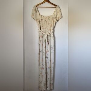 American Eagle floral smocked short sleeve jumpsuit